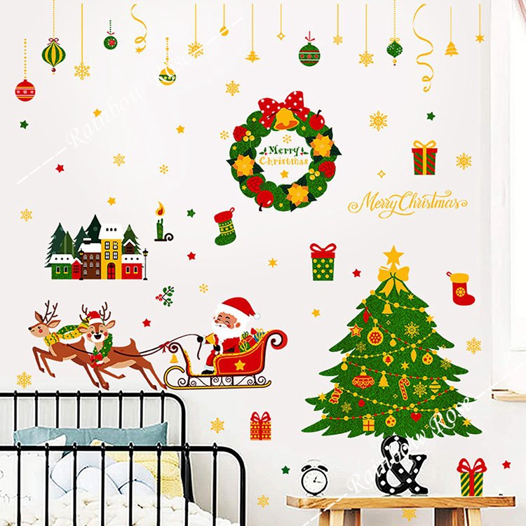 クリスマス 飾り 静電ステッカー 剥がせる 店舗飾り 雰囲気満 静電気シール MERRY 壁飾り CHRISTMAS 窓ステッカー 