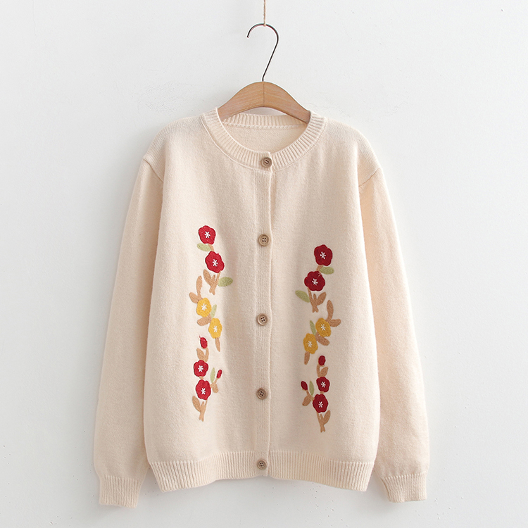 アウター カーディガン ニット 花柄 長袖 森ガール レディース 