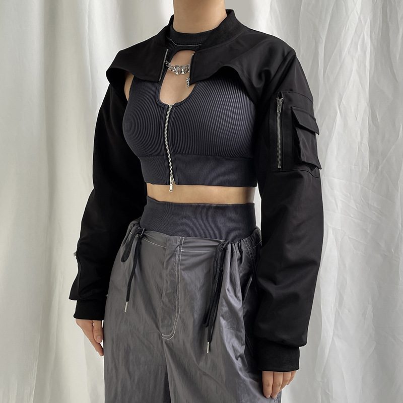 ショート丈 ブルゾン ジャケット MA-1 ボレロ ミニ丈 HIPHOP ストリート 韓国 衣装 レディース 原宿系 ダンス 渋谷系 K-POP 