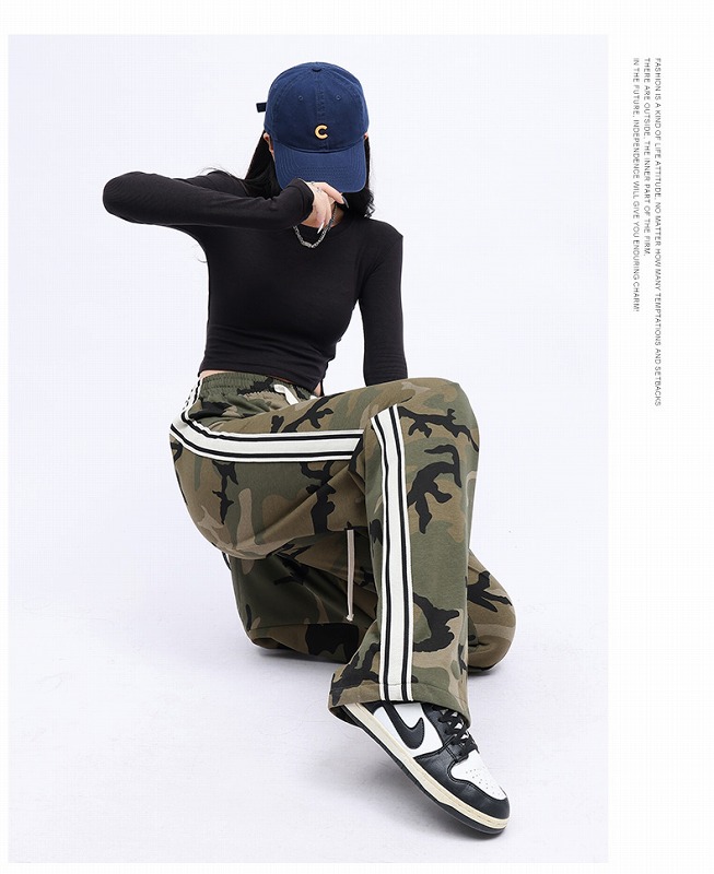 カモフラ 迷彩柄 ライン パンツ 韓国 ストリート HIPHOP K-POP ダンス レディース 原宿系 衣装 