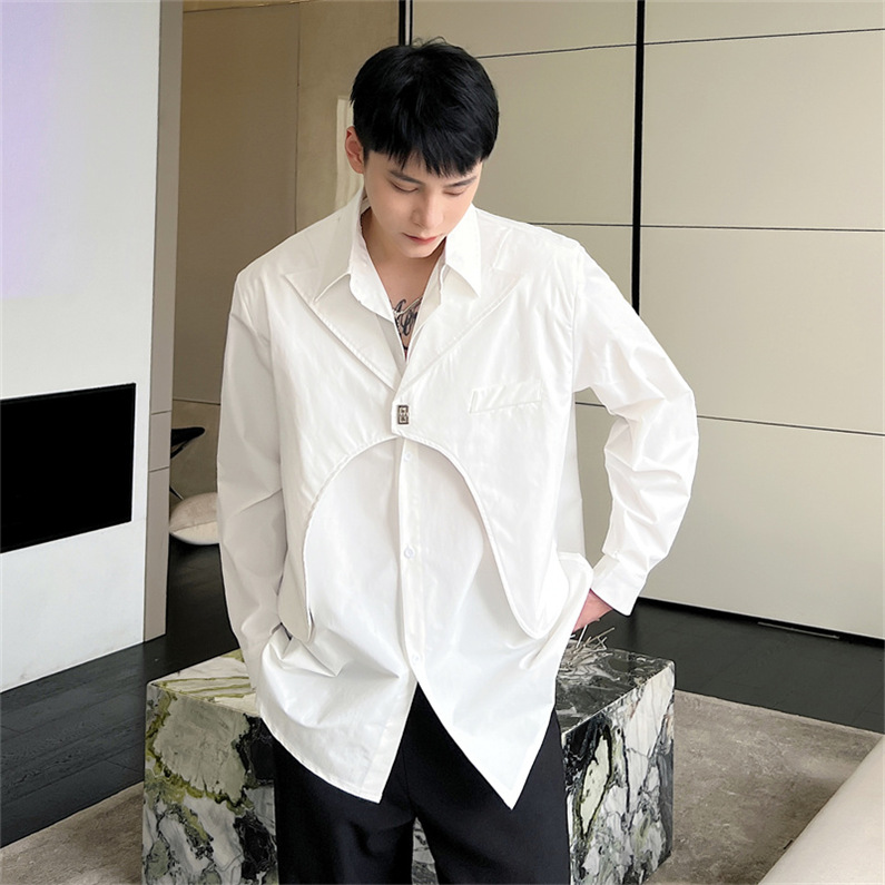 メンズ シャツ カジュアルシャツ 長袖 ブラック 白 パーティー 発表会 ダンスウェア 上着 公演 クラブ スタイリッシュ 春秋 ワイシャツ ワーク 男子トップス 