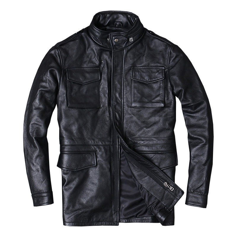 。ジャケット フライトジャケット レザージャケット メンズ 革ジャン 。 牛革 秋冬 冬服 ロング丈 バイクジャケット 