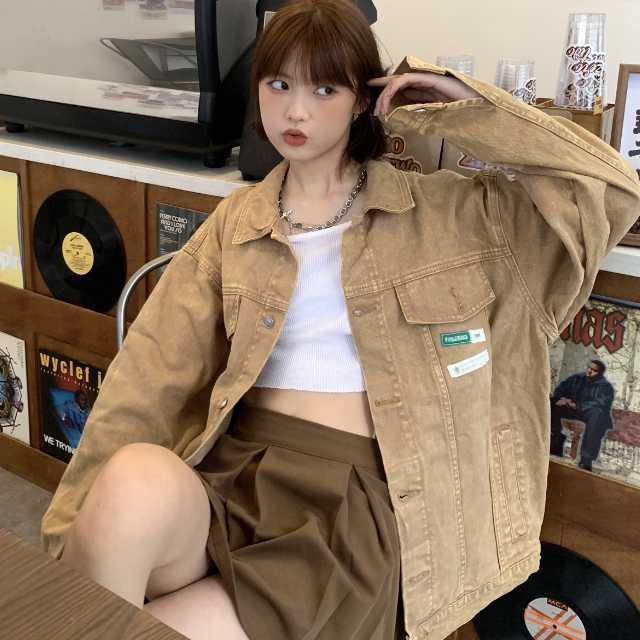 アウター デニム ジャケット デニムジャケット レディース ライトアウター 羽織 キレセク 長袖 ミディアムジャケット オーバーサイズ 