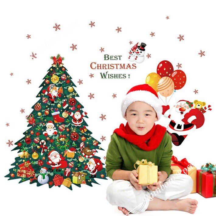 クリスマスツウォールステッカー サンタクロース クリスマスデコレーション 店舗ディスプレイ  