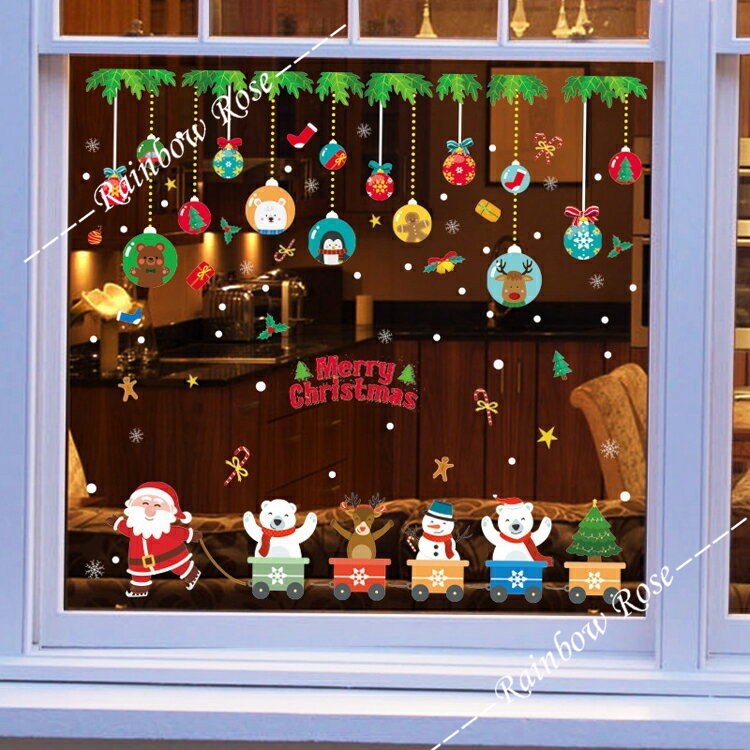 クリスマスウォールステッカー サンタクロース 貼って剥がせる 店舗ディスプレイ クリスマス装飾  