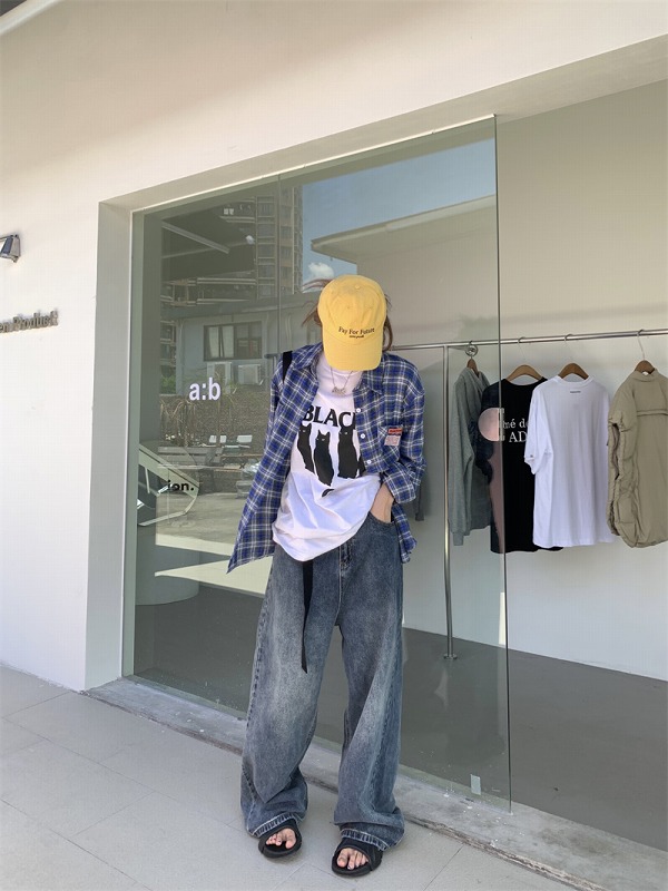 ベルト付き デニム パンツ ジーンズ 韓国 ストリート K-POP HIPHOP ダンス衣装 レディース Y2K 原宿系 