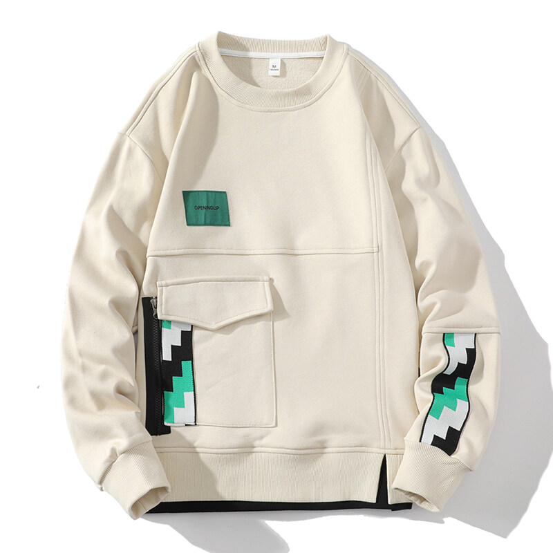 スウェット メンズ クールネック 長袖 Tシャツ カットソー 学生 インナー ロンT メンズトップス カレッジ 幾何学模様 