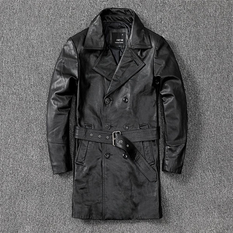 。ジャケット トレンチコート レザージャケット メンズ 革ジャン 。 秋冬 牛革 冬服 ロング丈 バイクジャケット 