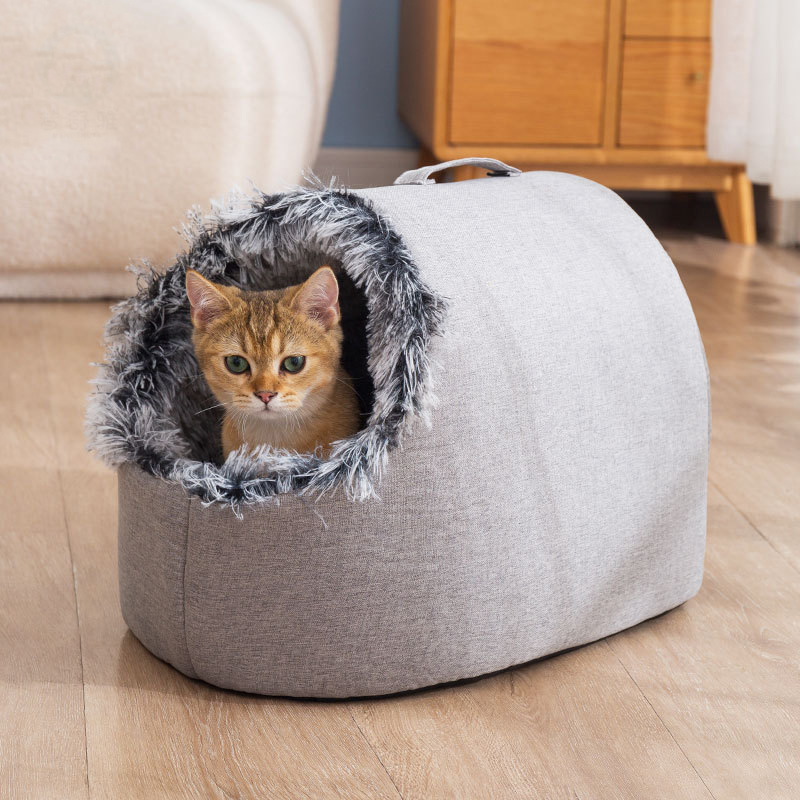 キャットハウス 犬ハウス 猫ハウス 犬ベッド 猫ベッド 冬 ふかふか 洗える 小型犬 暖かい寝床 冬 ぐっすり眠れる ペットハウス 小動物用 保温防寒 ドーム型 