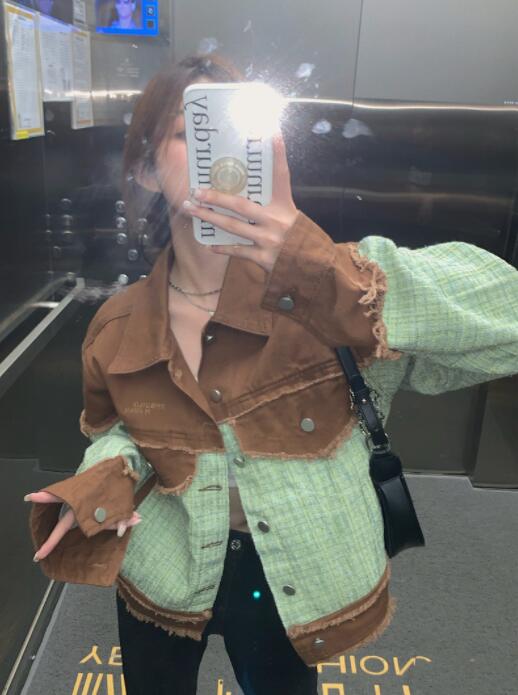 切替 異素材 デニム ジャケット ジージャン 韓国 レディース Y2K オルチャン 原宿系 ダンス衣装 HIPHOP ストリート 