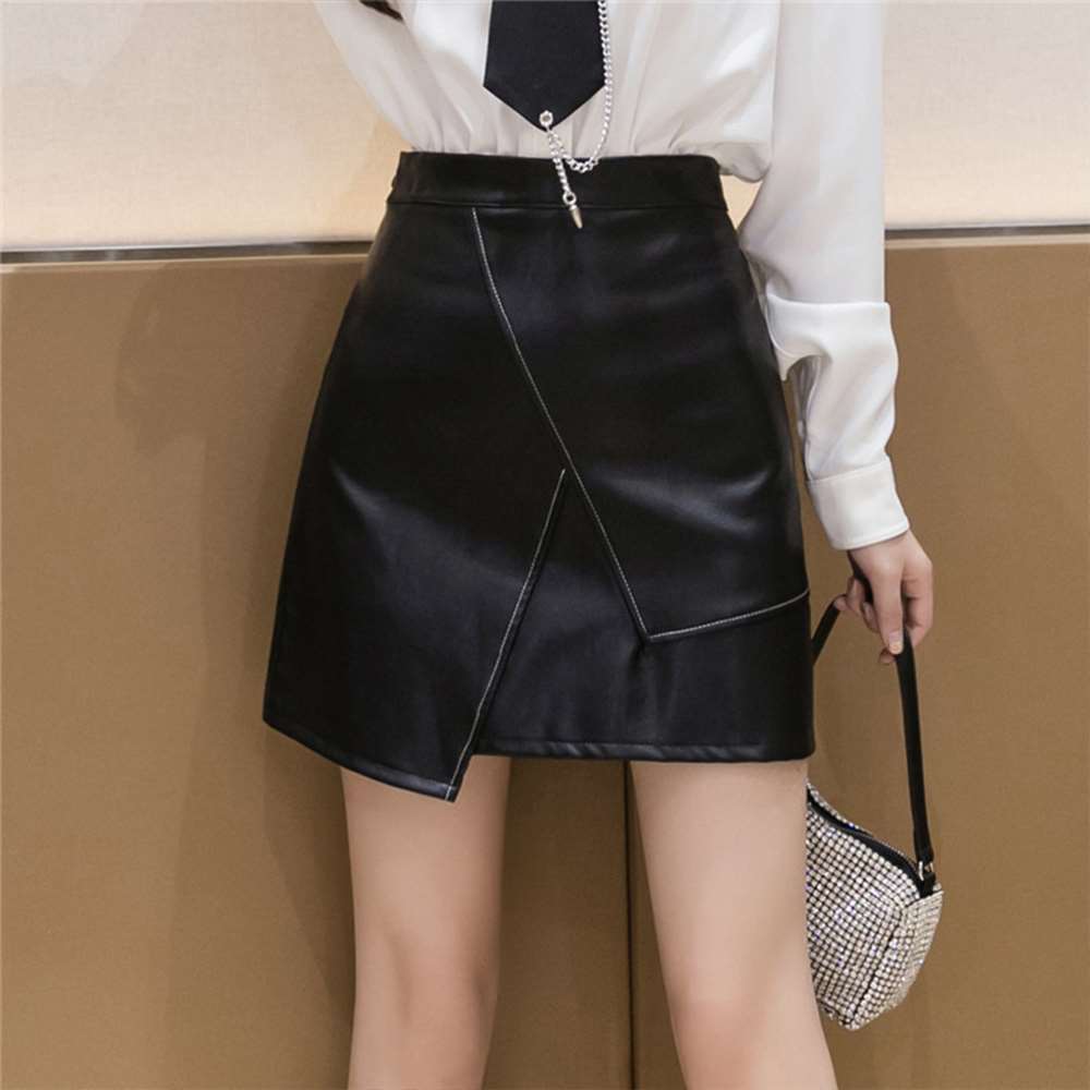 PU レザー ミニ スカート 美脚 ハイウエスト  