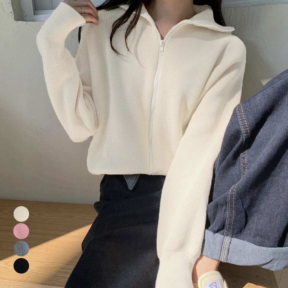 ジップアップニットブルゾン 韓国風 秋冬 。可  