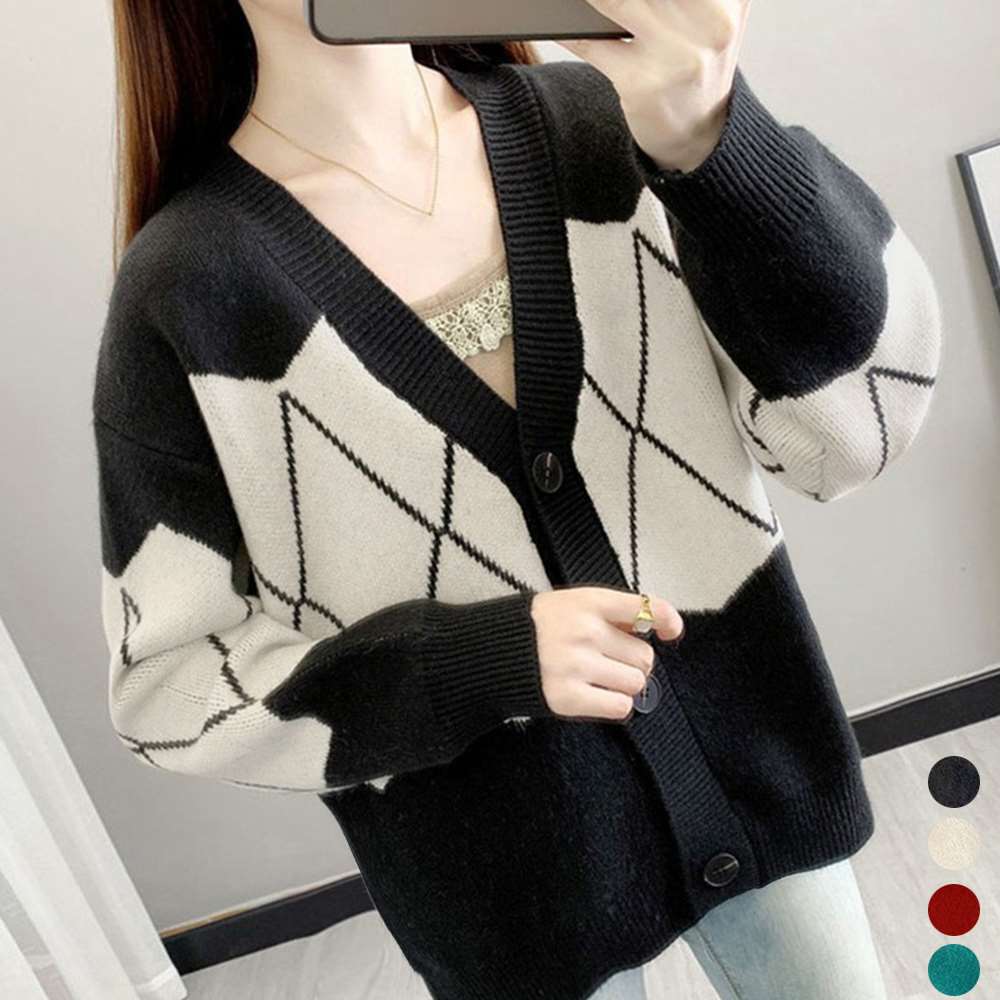 ニット カーディガン レトロ 体型カバー  