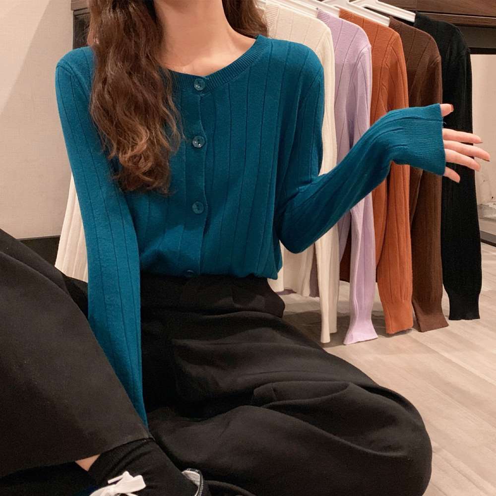 ニット カーディガン リブニット 羽織り  