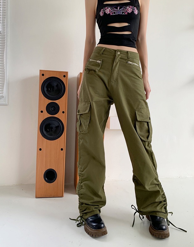 シャーリング カーゴパンツ 韓国 ストリート オルチャン HIPHOP K-POP 原宿系 レディース 衣装 ダンス 