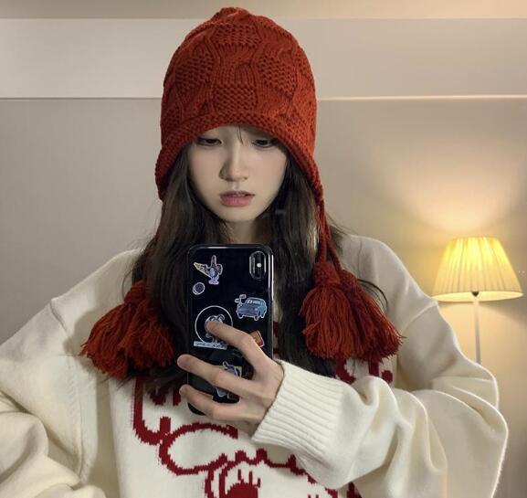 チューヨ ポンポン 耳あて ニット帽 韓国 ストリート HIPHOP 原宿系 K-POP オルチャン レディース ダンス 衣装 Y2K 