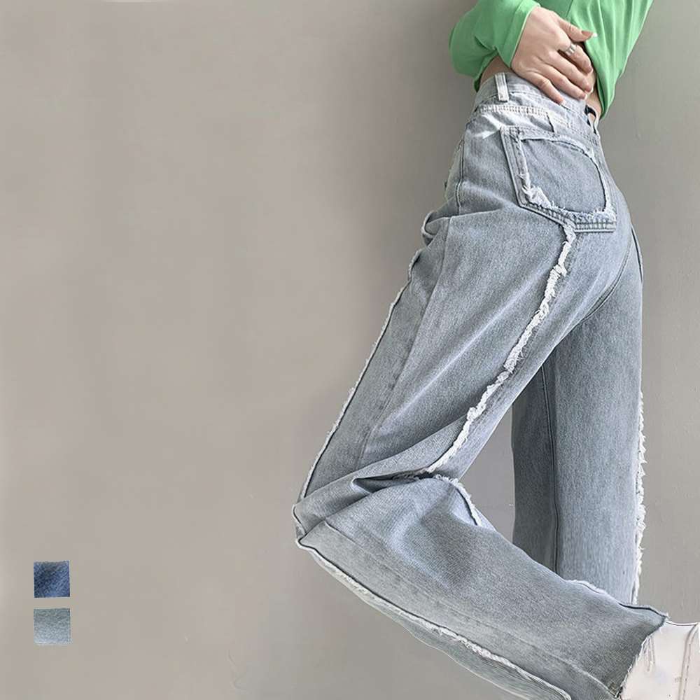 デニム ワイド パンツ ハイウエスト 脚長  