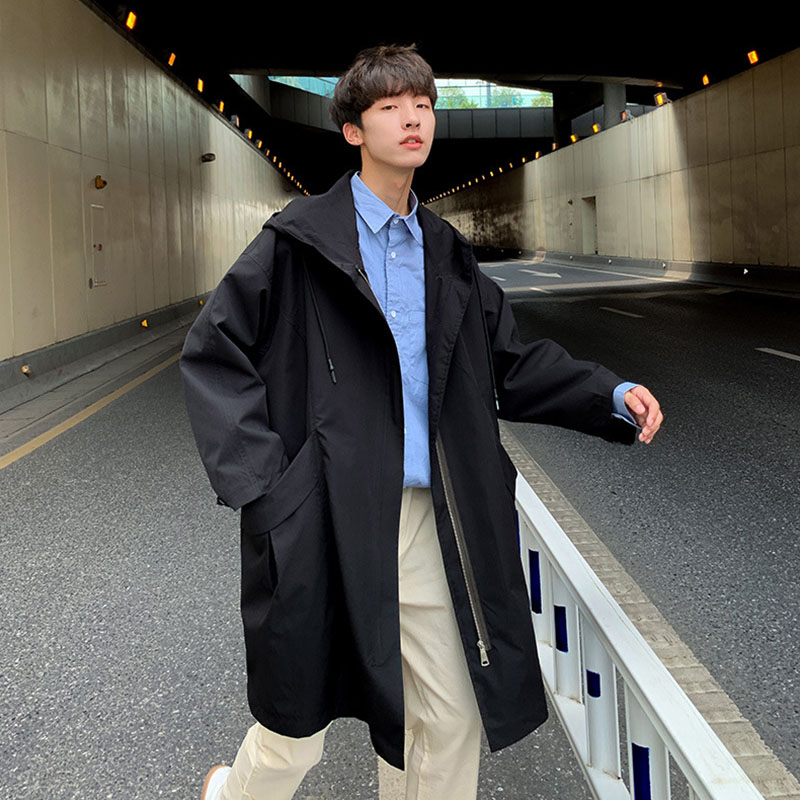 トレンチコート メンズ ロング丈ジャケット 無地 コート 春秋服 カッコイイ韓国風ライトアウター ビジネスコート 通勤 薄手 ゆったりアウター 