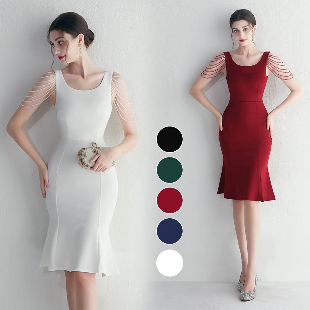 カラードレス ミニドレス パーティードレス 結婚式 二次会 発表会 ミディアムドレス 袖なし 演出 演奏会 ファスナー サテン ワンピース フォーマルドレス 