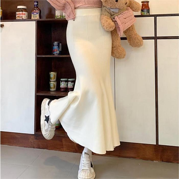ニットスカート ミモレ丈 膝下 マーメイドスカート レディース ロング フハイウエスト ミモレスカート ニット ロング丈 
