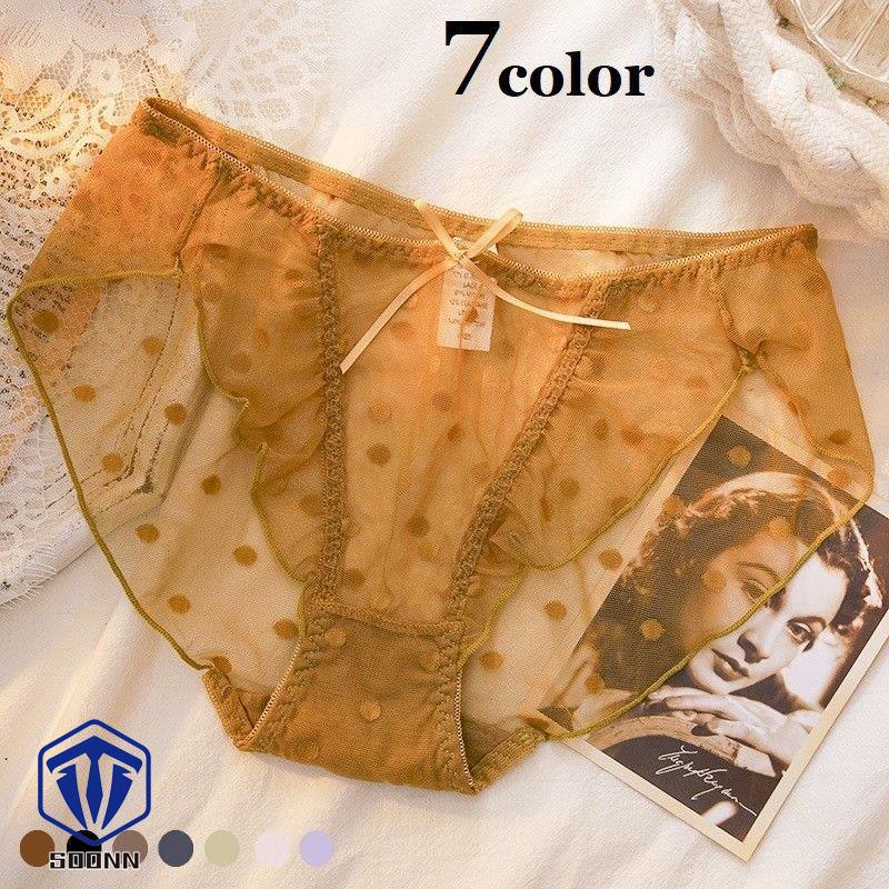 スタンダードショーツ レディース フルバック パンティー 女性下着 パンツ リボン ランジェ 水玉 レース 薄手 おしゃれ 透け感 可愛い シースルー 