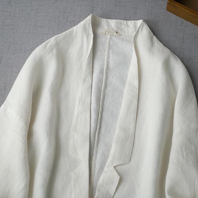 リネンジャケット スーツジャケット レディース 羽織り 上着 ライトアウター ノーテーラードジャケット ゆったり 無地 体型カバー 春秋 