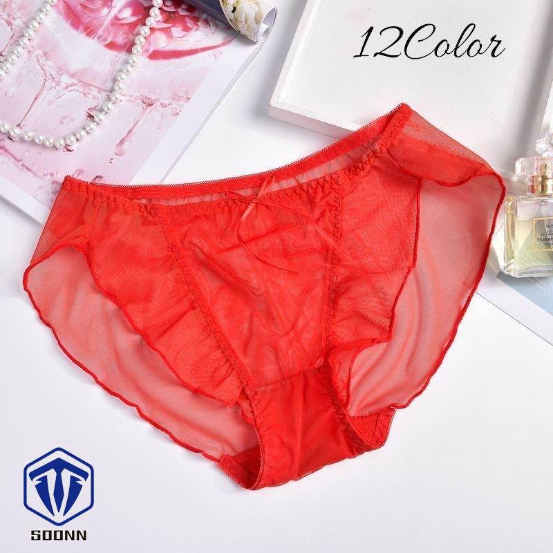 スタンダードショーツ シースルー パンツ パンティー レディース リボン インナー 女性下着 ランジ メロウフリル メッシュ フリル 透け感 