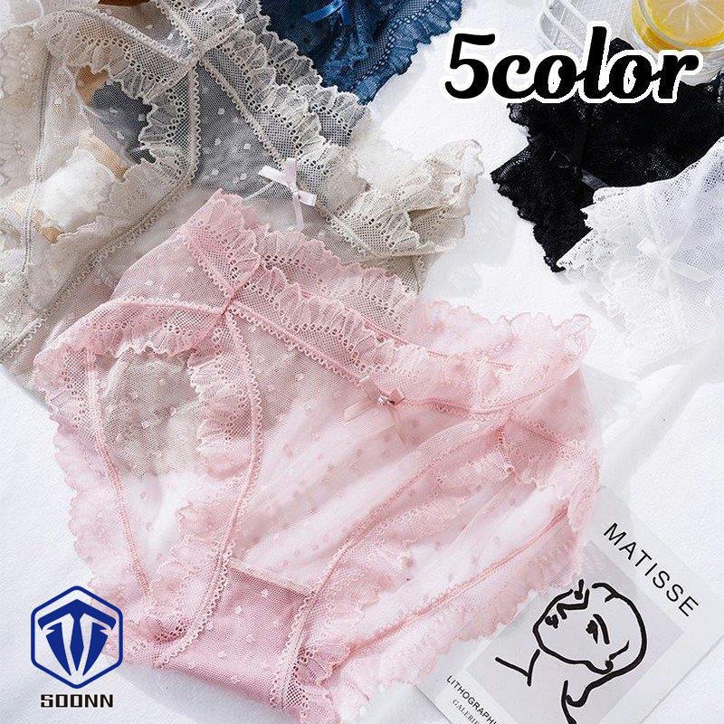 スタンダードショーツ ノーマル 総レース シースルー レディース 婦人 ドット柄 レース リボン パンツ フ シアー 透け感 下着 インナー メッシュ 