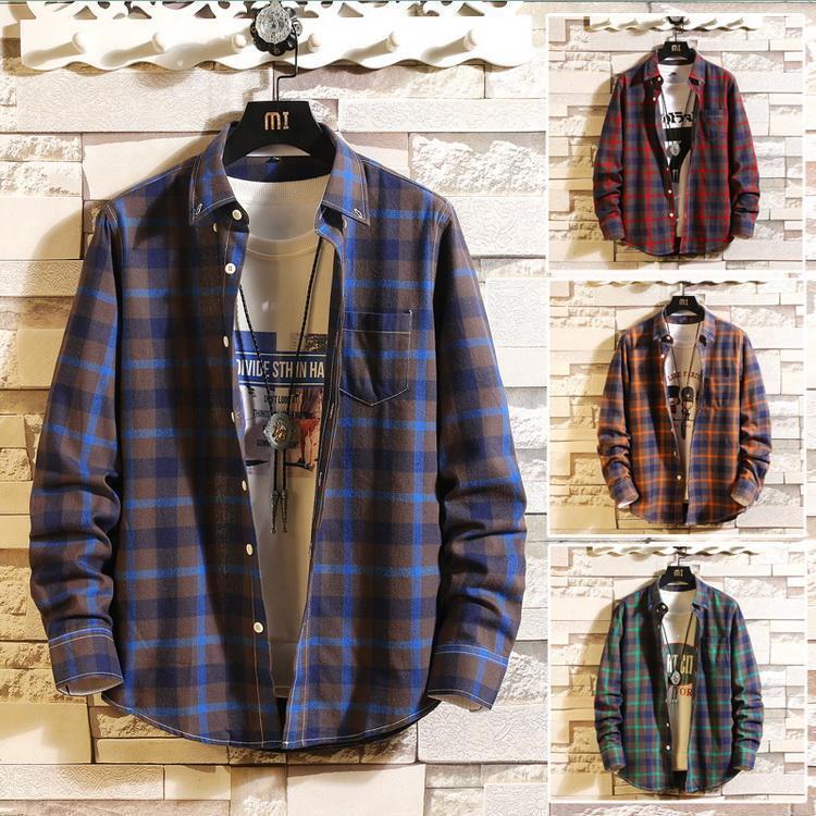 ボタンダウンシャツ ネルシャツ チェック柄 シャツ トップス カジュアルシャツ メンズ 秋 春 長袖 