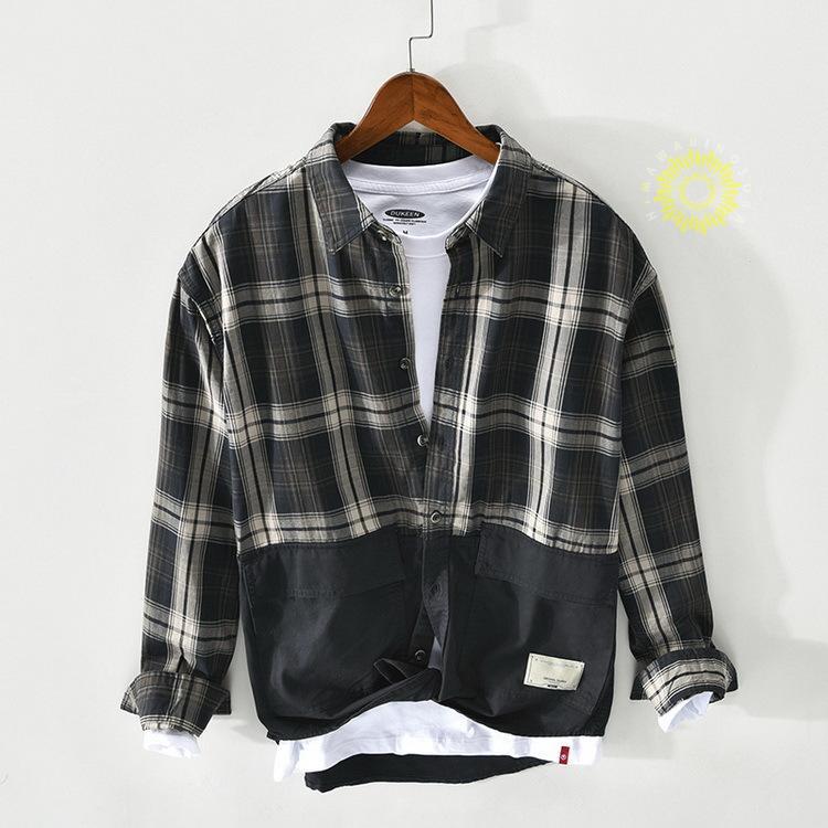 シャツ メンズ チェックシャツ カジュアルシャツ 切り替え 綿 冬 ファッション トップス 長袖 秋 