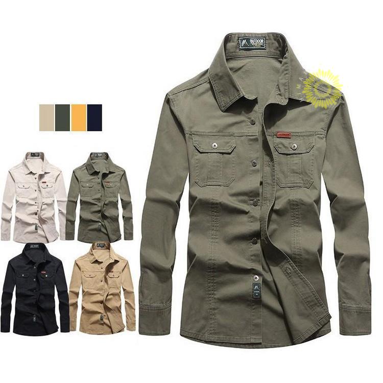 メンズ 長袖 ミリタリーシャツ ワークシャツ ミリタカジュアルシャツ アウトドア 登山ウェア 夏 
