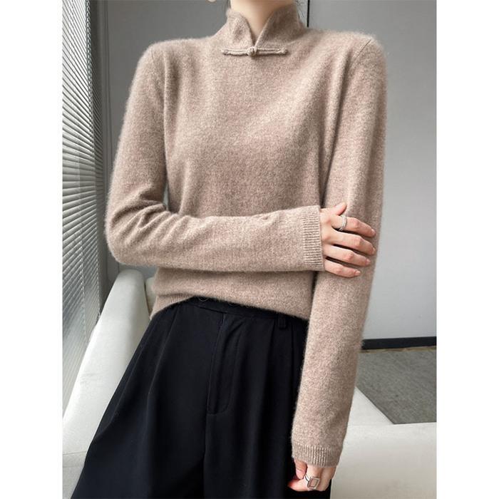 ハイネックニットトップス チャイナ風 モックネック ハイネック ニット 上品 柔らかい ニットセーター 長袖 セーター 新作 