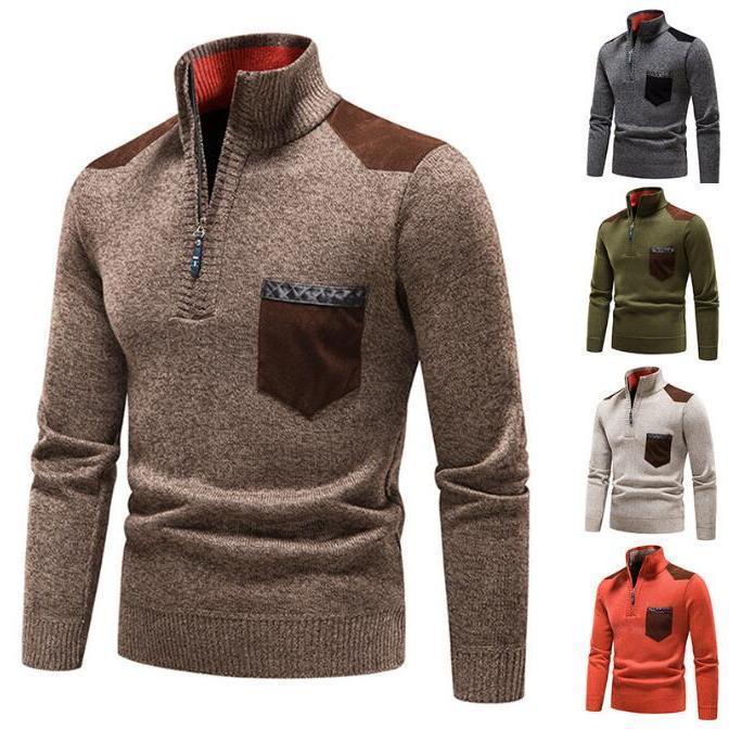 ニットセーター メンズ 秋冬 長袖 ニットトップス 冬服 無地セーター カッコイイ 裏起毛 プルオーバー カジュアル通勤 