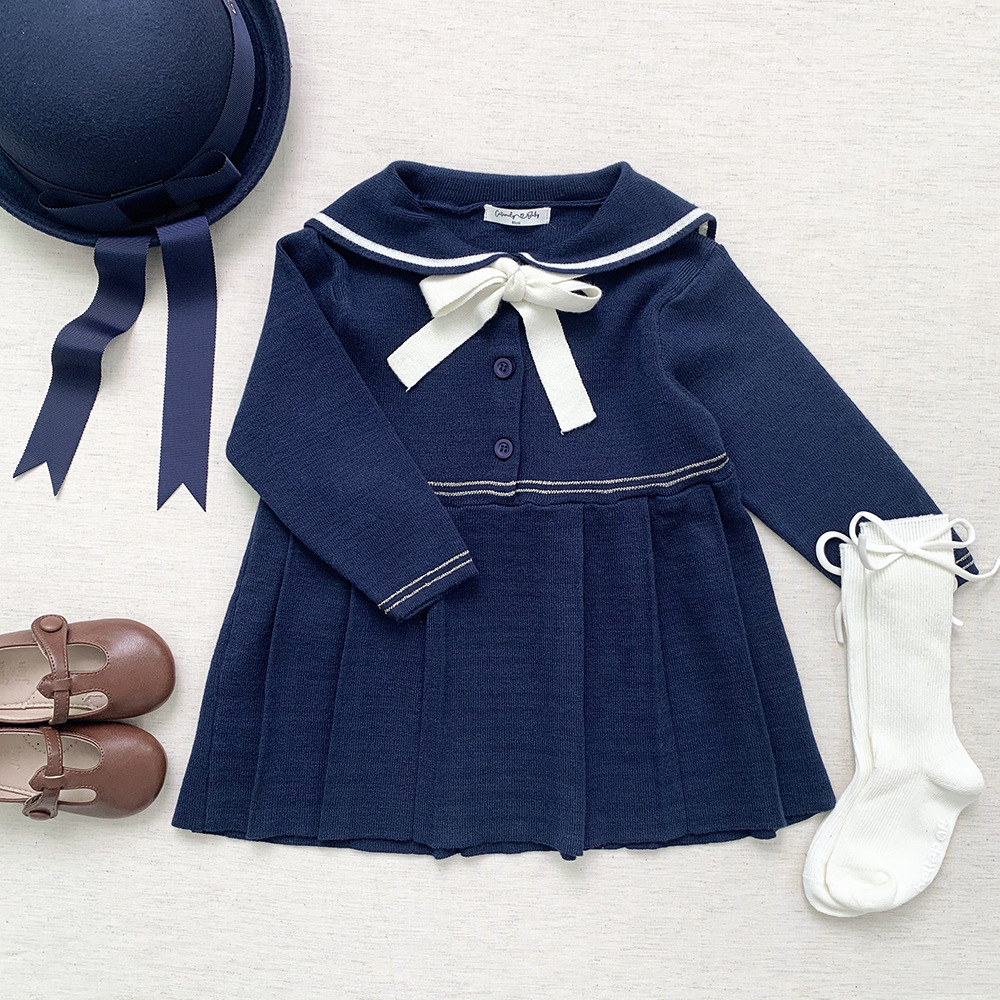 キッズ服 女の子 ワンピース 長袖 セーラー襟 プリーツ 女児 幼児 森ガール 入学式 七五三 通学 発表会 子供服 入園式 卒業式 通園 フォーマル 