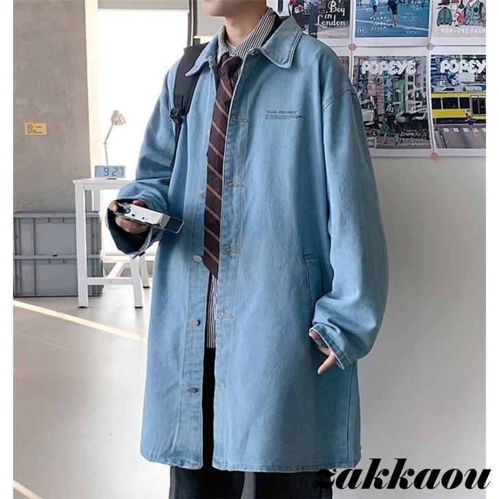 トレンチコート メンズ デニム ロングコート Ｐコート デニムトレンチコート コート 通勤 アウター 春服 