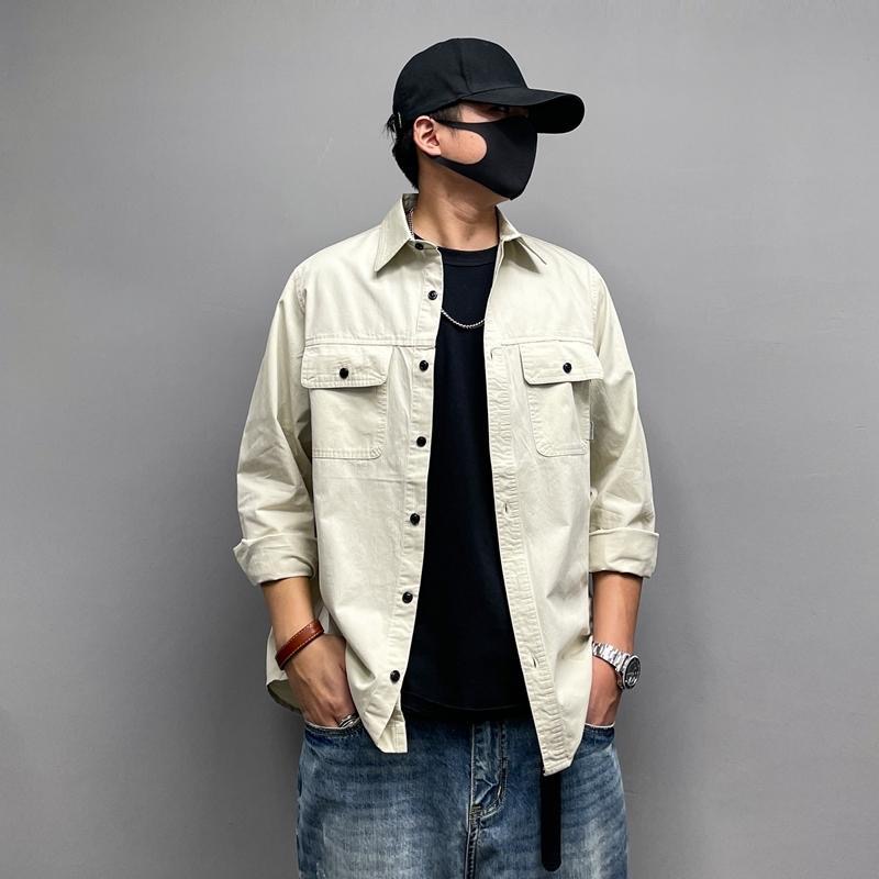 ミリタリーシャツ カジュアルシャツ 長袖シャツ メンズ トップス カーゴシャツ 前開襟シャツ ボタンダウンシャツゆったり 春秋 紳士用 ボタンダウンシャツ 