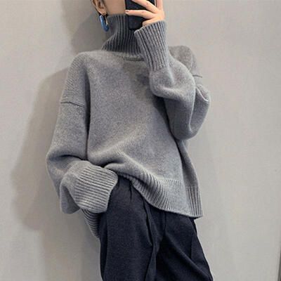 ニット セーター トップス タートルネック ハイネック レディース ドロップショルダー カジュアル シンプル エレフェミニン きれいめ 可愛い おしゃれ 