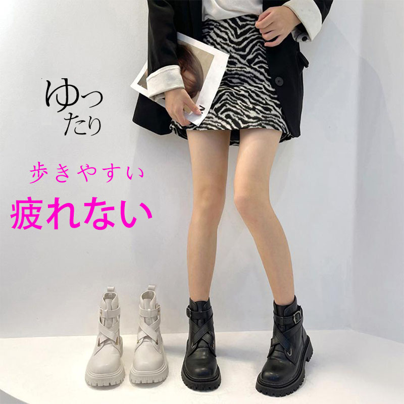 ショットブーツ レディース ローヒール ブーティ リベット付き 履きやすい 美脚ブーツ サイドゴアブーツ 厚底 お洒落 