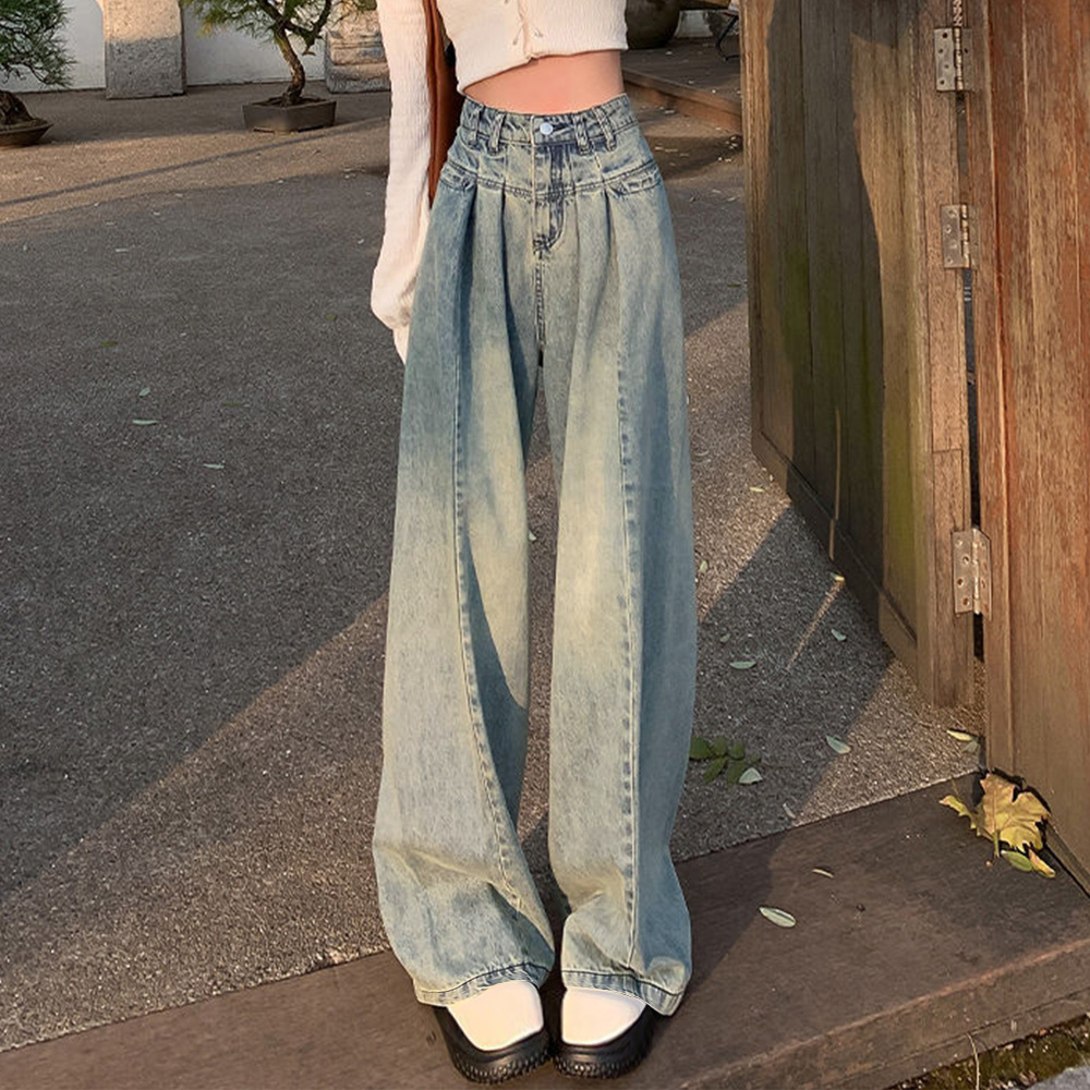 デニム ワイドパンツ レディース 着やせ  