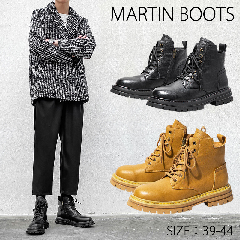 ワークブーツ メンズ ハイカット シークレットシークレットブーツ 身長UP レースアップ 編み上げブーツ アンクル丈 。 ショートブーツ ハイカット 