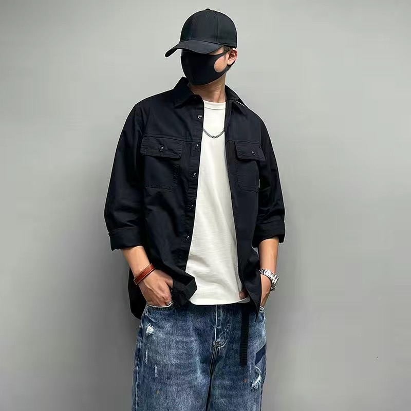 シャツ メンズ 長袖シャツ トップス ミリタリーシャツ カジュアルシャツ カジュアルシャツ 通勤 アウトドア 無地 ライトアウター カーゴシャツ おしゃれ 通学 