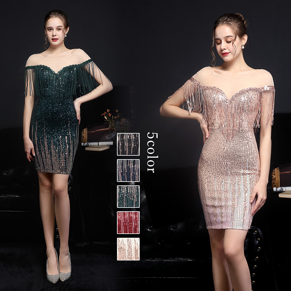 カラードレス ミニドレス パーティードレス 結婚式 二次会 発表会 演奏会 フォーマルドレス スパンファスナー ワンピース 演出 ミディアムドレス 