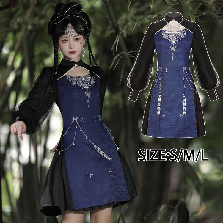 レディース 長袖 ワンピース ワンピ コスチューム風 ミニ丈 個性的 かっこいい イベント パーティー 蝶々 かわいい おしゃれ カジュアル 