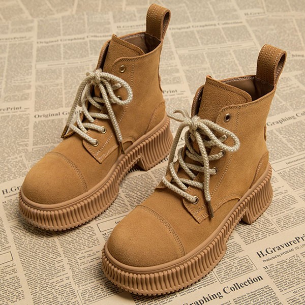 ショートブーツ レディース 歩きやすい レースアップブーツ 編み上げブーツ ミドルブーツ 厚底ブーツ 履きやすい ワークブーツ 