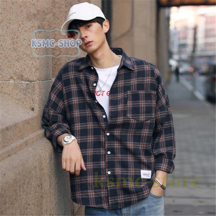 チェックシャツ メンズ トップス 長袖シャツ コットン ネルシャツ 春服 秋 秋服 春 カジュアルシャツ 