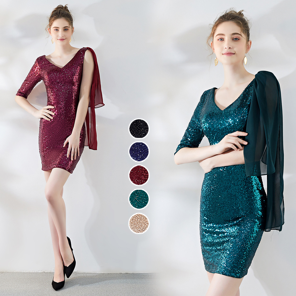 カラードレス ミニドレス パーティードレス 結婚式 二次会 発表会 演出 演奏会 ミディアムドレス スパンファスナー ワンピース フォーマルドレス 