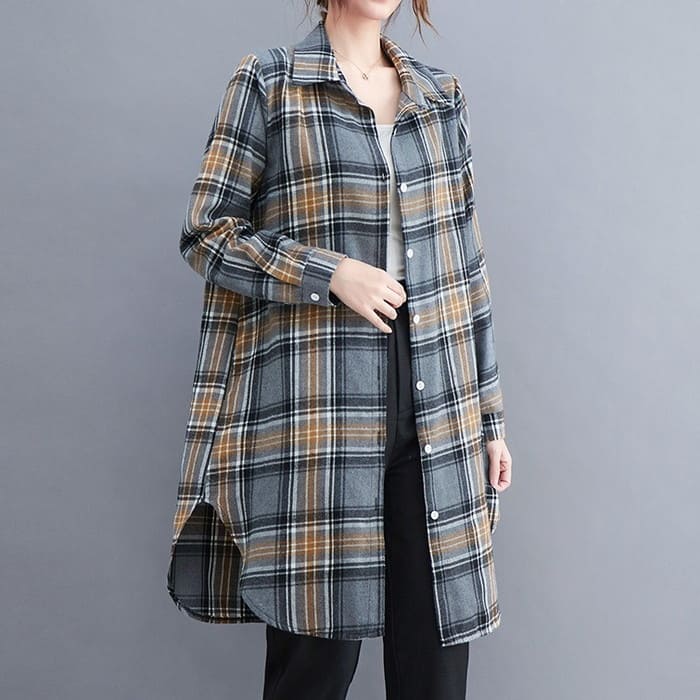 チェック柄 ロングシャツ レディース チュニック 長袖 春秋 40代 旅行 30代 体型カバー お出かけ 50代 ゆったり トップス 60代 カジュアル 通勤 