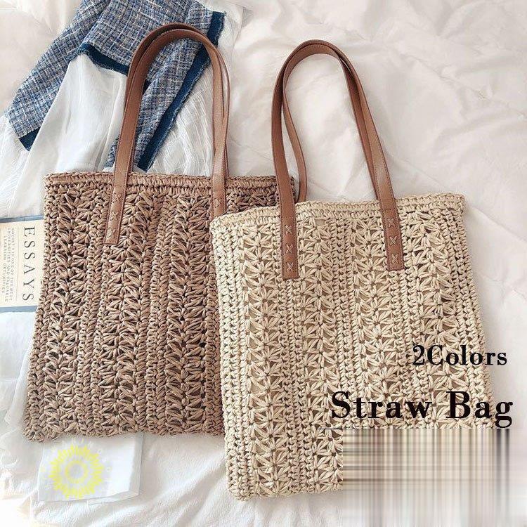 かごバッグ ハンドバッグ 編みバック トートバッグ 夏 草編み レディースバック かばん コーデ かご バッグ カバン おしゃれ サマー 大容量 ショルダーバッグ 