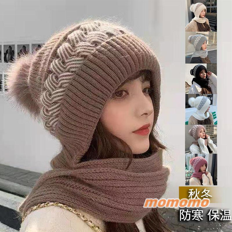 レディースファッション ニット帽 帽子 レディース ニットキャップ マフラー 韓国風 ポンポン 暖か 防風 冬 高級感 スヌード付き 防寒 厚手 アウトドア 
