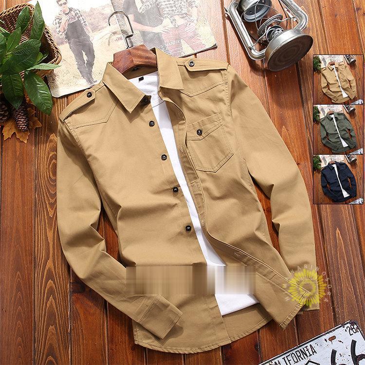 ミリタリーシャツ メンズ 長袖シャツ カジュアルシャツ 無地 ワークシャツ シャツ 秋コーデ 秋服 通勤 トップス 40代 50代ファッション 